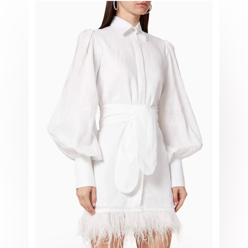 No pise la grama VOLARE DRESS IN WHITE SIZE 2 new with tags feather detail